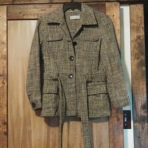 Tweed blazer with front tie